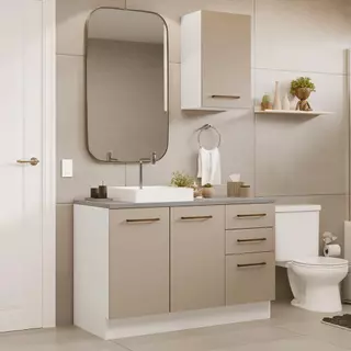 Conjunto Gabinete para Banheiro 120cm 3 Portas 3 Gavetas Agata Madesa 01 B em Oferta na Shopee