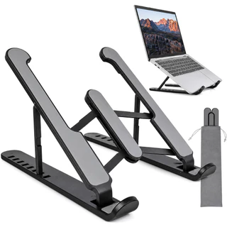 Suporte para Notebook Dobrável em Metal Ajustável e Portátil, Base Antiderrapante Home Office e Trabalho