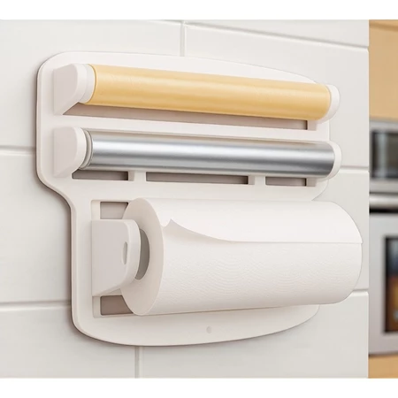 Porta Papel Toalha Triplo Suporte Rolos de Cozinha 3 em 1