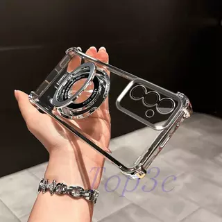 Capinha Samsung S25 FE airbag De Quatro Cantos anti-Queda De Telefone Transparente Com Suporte CDSJ