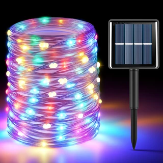 Corda De Luz Solar Externa LED 7M/12M/22M/32M Com 8 Modos De Iluminação Para Decoração De Festa De Natal