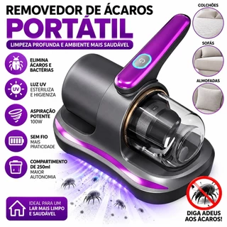 Aspirador de Pó Portátil Sem Fio Escova Removedor de Ácaro Recarregável USB Usado em interiores e tapetes automotivos