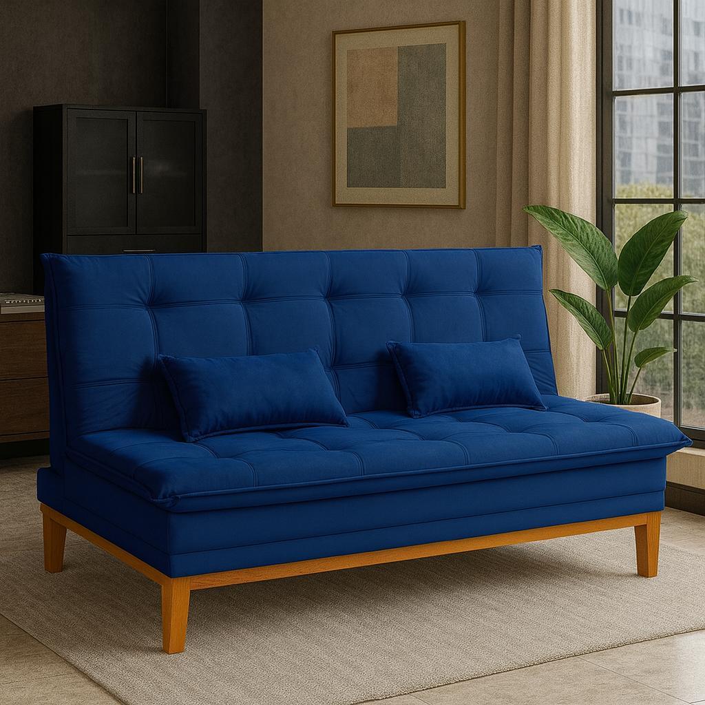 Sofá Cama Reclinável Casal 2 Lugares Melim Suede Confortável Pés de ...
