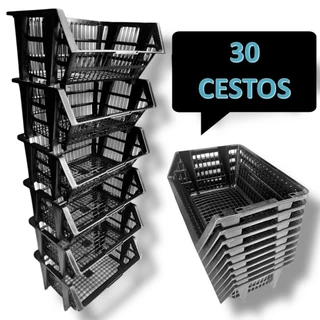 30 Cesto Empilhavel Expositor Organizador Encaixavel Kit