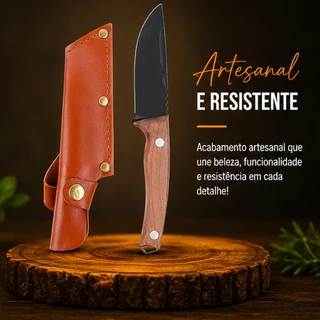 Faca Campeira de Esfolar Aço Forjado Profissional Com Bainha Cabo Ergonômico Churrasco Açougue