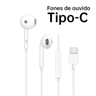 Fone de Ouvido Tipo C Com Microfone Botão Volume