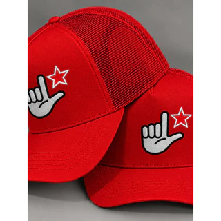 Bone Vermelho Estrela Mão Truker Telinha Lu La.