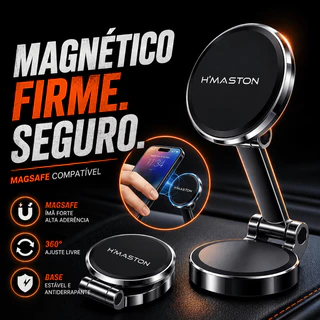 H'Maston Suporte Veicular Magnético Celular 360° Articulado Dobrável Discreto Carro Universal CJ-69