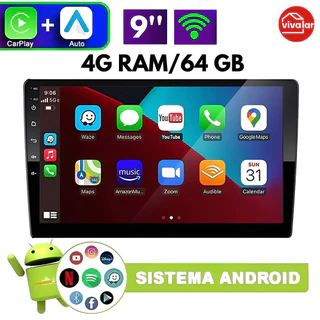 9" 7" 2 din 4+64gb android carro player tela de toque carplay&android carro estéreo rádio wifi Bluetooth GPS