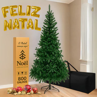 Árvore De Natal Full 1.80 Metros 800 Galhos+ Letreiro + Bag Verde-escuro
