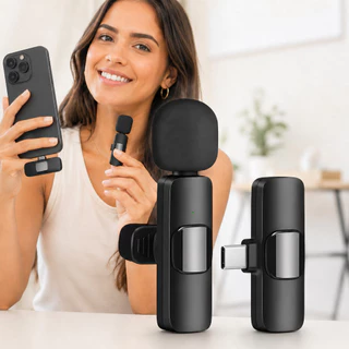 Microfone Sem Fio Lapela 2.4G Para Lives Vídeos Podcast E Entrevistas