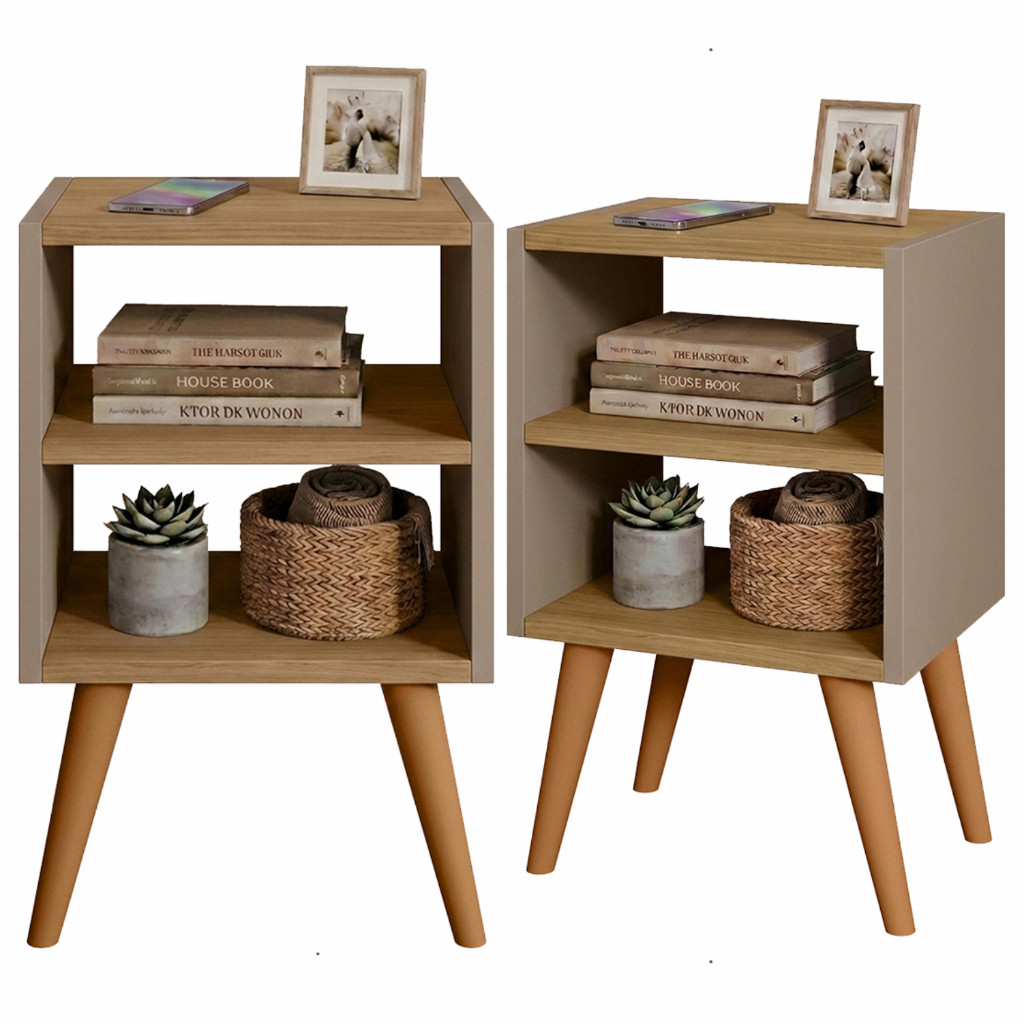 Kit 2 Mesa De Cabeceira Decorativa Quarto Melissa