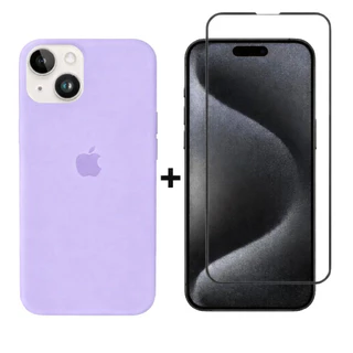 Kit 2em1 Case Silicone Colorida Para iPhone XR 11 12 13 14 15 16 + Película Vidro 3D Temperado - Kit Premium