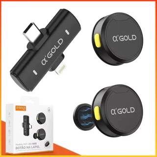 Microfone de Lapela Sem Fio Duplo MCF-38D Magnético e Tradicional Lightning Type-C para iPhone Android Live Gravação