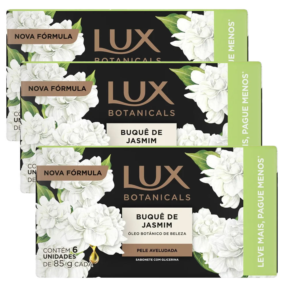 Kit x3 Pack, Sabonete Barra, Lux Botanicals Jasmim, x18 Unidades