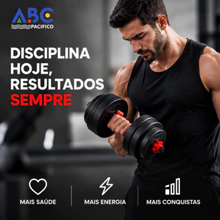 Kit Halteres Ajustável 20Kg Barra Extensora Academia Musculação Enviar imediatamente