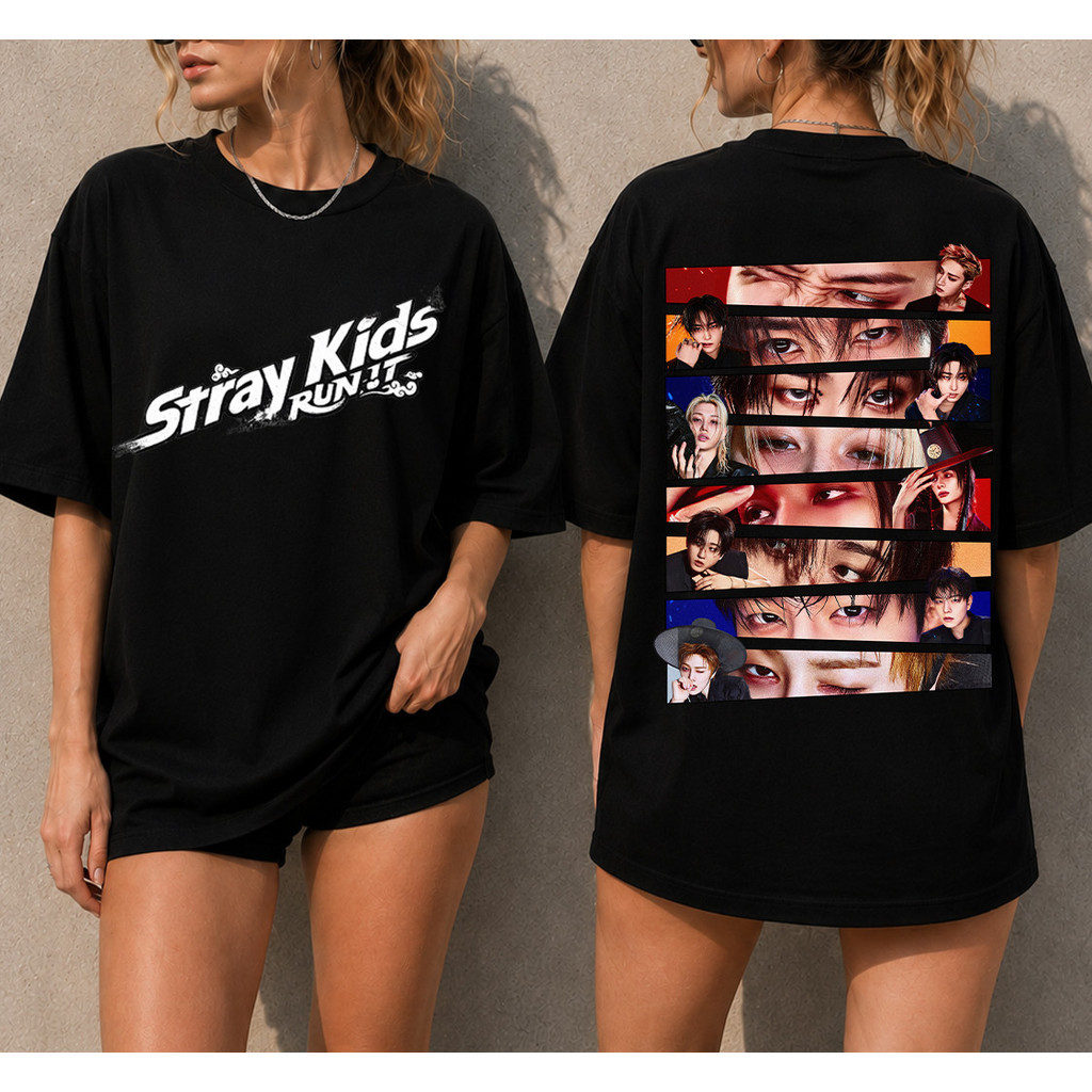 Camiseta Masculina Feminina Oversized Estampa Stray Kids Run It
