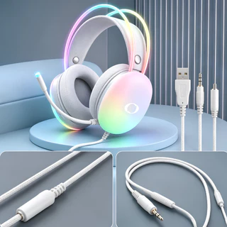 Headset Gamer Com Fio RGB LED Microfone USB P2 50mm Estéreo Onistek Para PC PS4 Xbox Notebook