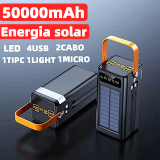 Carregador Portátil Power Bank Solar 50.000mah Com 2 cabos com LED ANJ C28
