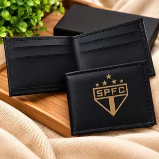 Carteira Mini Slim Personalizado Time De Futebol Pequena E Compacta Couro Sintético