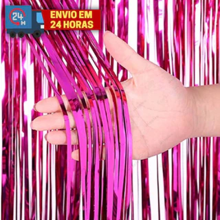 Cortina Metalizada Grande Lisa Franja - Glamour, Moderno, Para Aniversários Casamentos Eventos