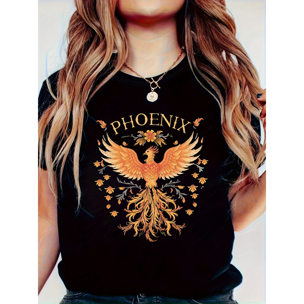 Camiseta Feminina Plus Size Fênix PHOENIC Dourado Mitos e Lendas