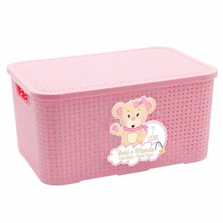 Organizador Rattan Com Tampa Rosa 7 L Decorativa Multiuso Para Quarto Infantil Monte Líbano em Oferta na Shopee