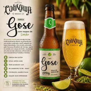 Cerveja Louvada Gose Limão 355ml Kit 4un Sem Glúten