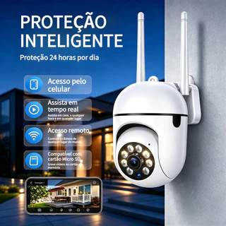 360 ° Câmera De Segurança IP, Full HD, Wi-Fi Visão Noturna, Microfone, Cartão De Memória De Até 128 Gb