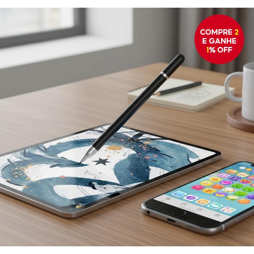 Caneta 2 em 1 para Desenho e Escrita para Tablets e Celulares Android ...