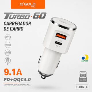 Carregador Veicular Turbo 60W PD+QC4.0 USB+C 9.1A
