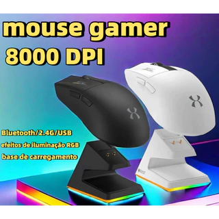 Mouse Sem Fio Bluetooth Três Modos 2.4G BT5.0 8000 DPI Recarregável RGB PC Gaming Configuração De Mesa HREBOS IF-603PT