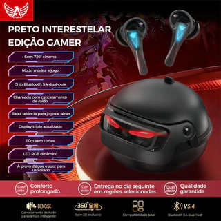 Altomex Fone De Ouvido Sem Fio Gamer, Bluetooth 5.3 PRETO Caixinha Capacete