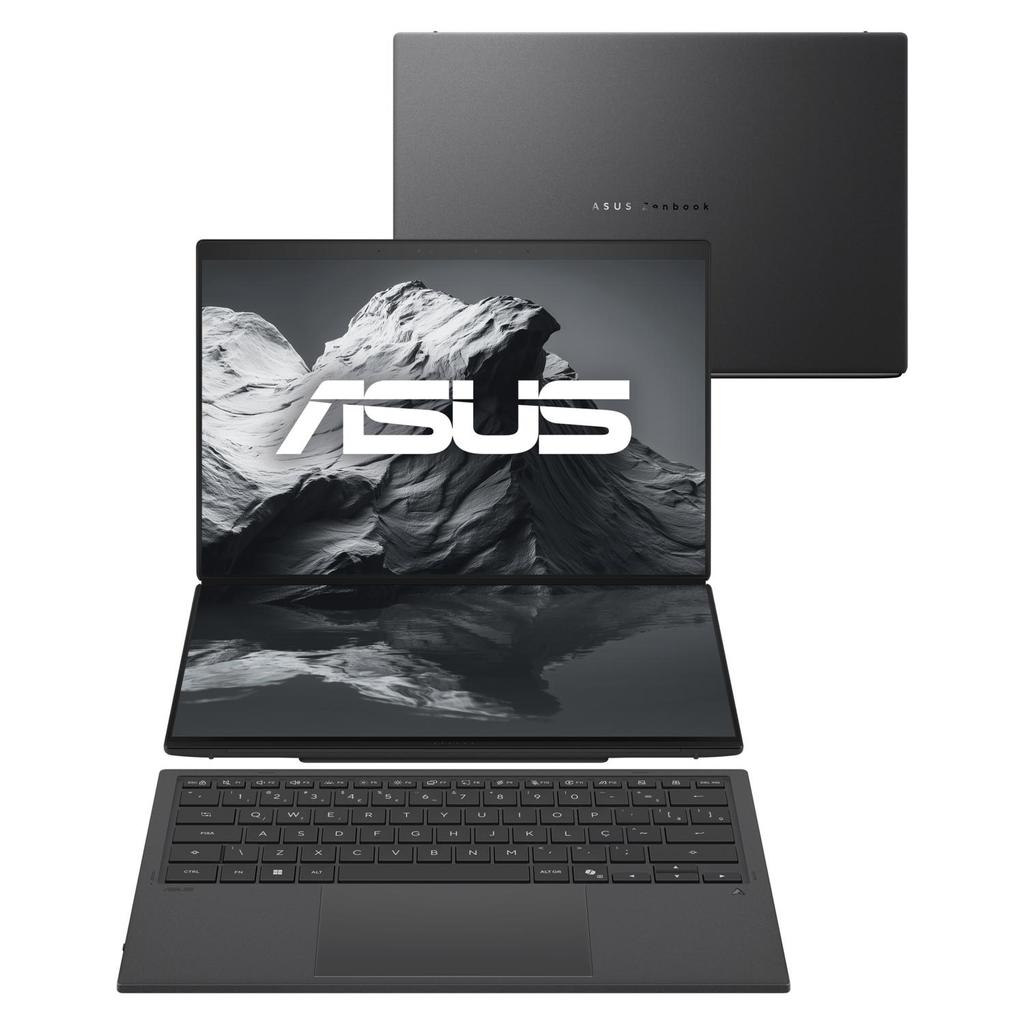 Notebook ASUS Zenbook DUO Intel Core Ultra X9 378H 32GB 1TB SSD Win11 Home 14" Duas Telas OLED 2.8K Moher Gray SN608W