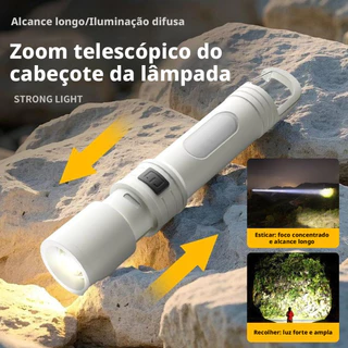 Lanterna portátil branca para uso externo com LED e gancho prático