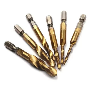 Kit 6 Brocas Macho Profissional Fura e Faz Rosca Aço Resistente M3 M4 M5 M6 M8 M10