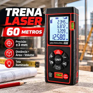 Trena a Laser 60 Metros Medidor de Distância Área Volume