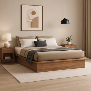 Cama Casal ou Queen Minimalista 160x200cm Industrial 8285 Freijó