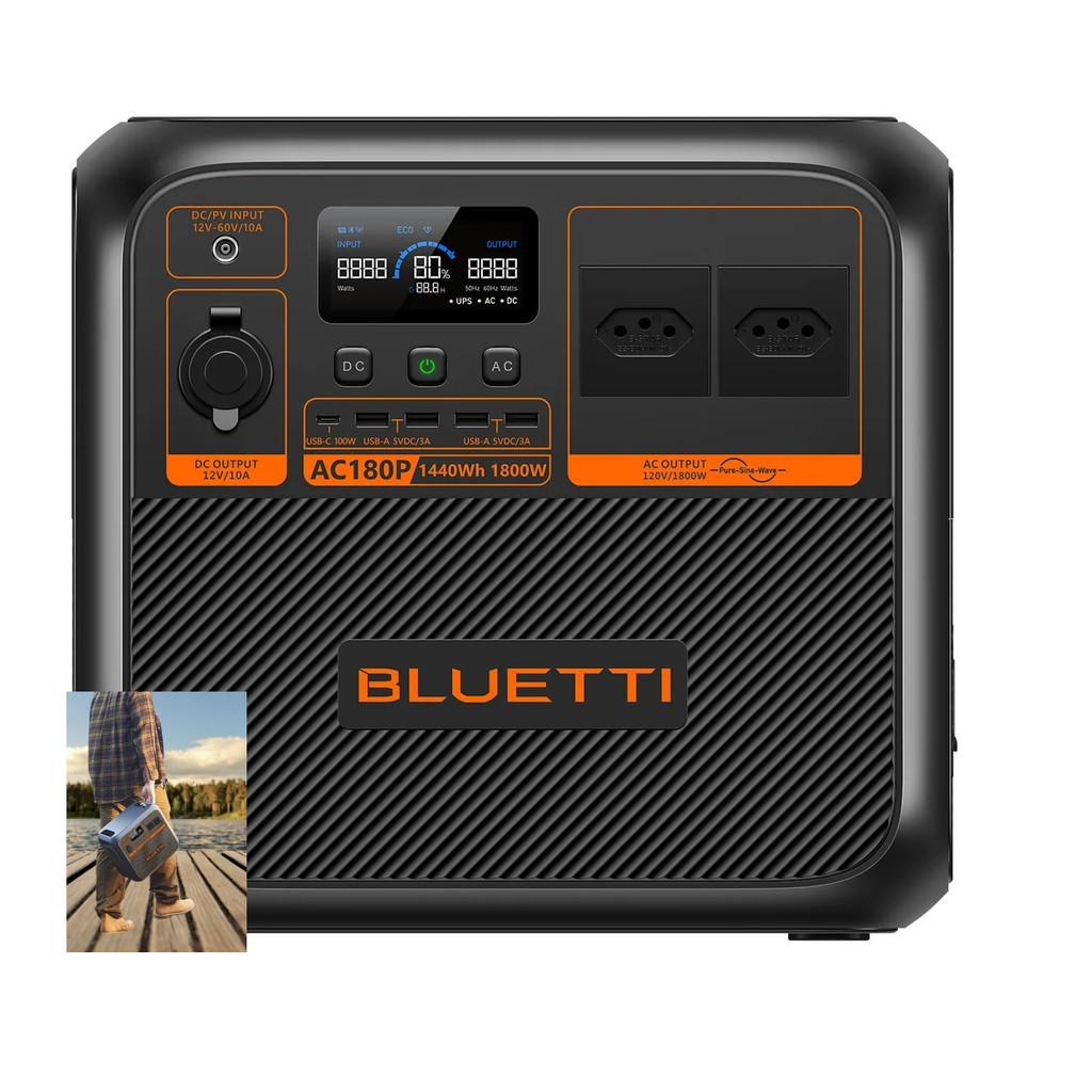 Estação De Energia Portátil 1800w Gerador Bluetti Ac180p
