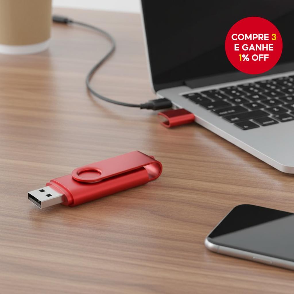 Unidade Flash USB giratória 360° para telefones e computadores Tipo C ...