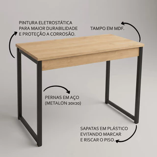 Mesa Escrivaninha Industrial 90x45cm Para Computador Notebook Escritório Home Office
