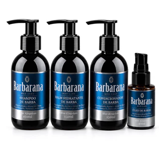 Kit Shampoo + Condicionador + Balm + Óleo para Barba Blue Kingdom Barbarana