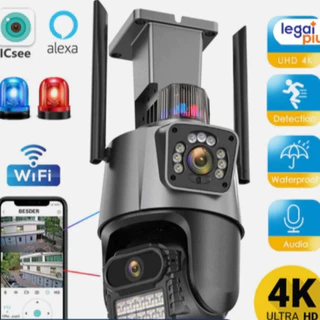 Camera Segurança Externa Lente Dupla 4k 6mp Sirene Policial, com sirene policia