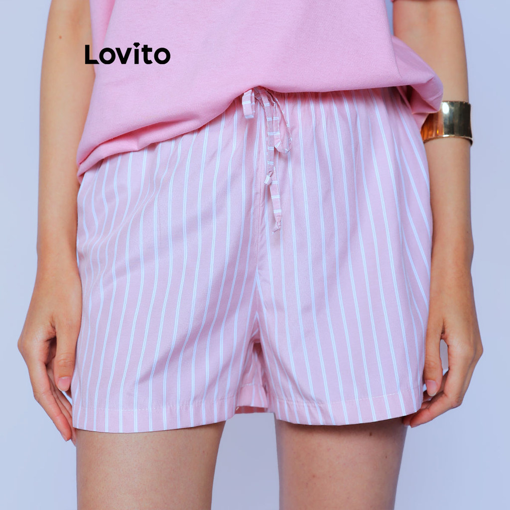 Lovito Shorts Listrados Casuais Femininos LB1304BRL1334