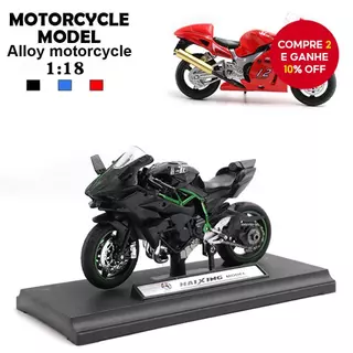 Modelo De Motocicleta Ninja H2R Escala 1 : 18 Fundido Brinquedo Preto Presente