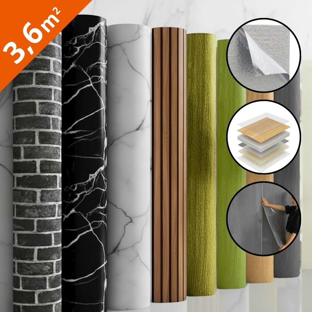 Placa Adesiva Autocolante Em PVC Decorativa Para Parede 3 Metros ...
