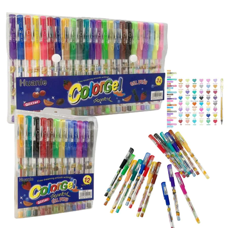 Caneta Gel Colorgel Canetinhas Coloridas Perfumadas Glitter Kit 12/24 Cores