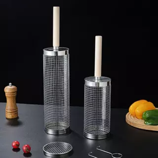 Conjunto De Cesta Para Churrasco 2/3 Unidades, Grelhar Com Cilindro De Aço Inoxidável, Rack Grosso De Malha De A