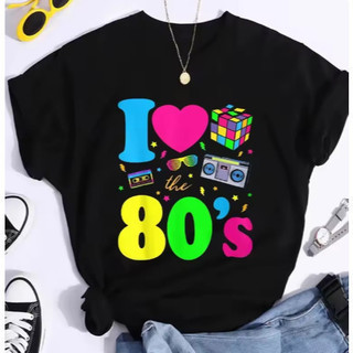 Camiseta Estilosa Feminina Masculina Unissex Linda da I Love 80s Anos 100% Algodão Casual