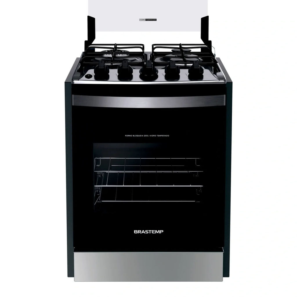 Fogão Brastemp 4 Bocas de Embutir Inox com Dupla Chama e Grades Individuais - BYO4EBR